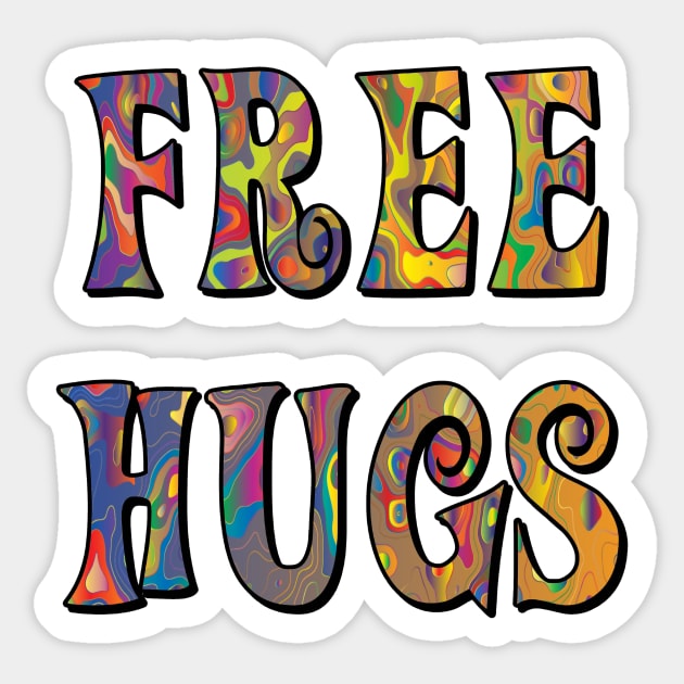 Trippy Hippie Free Hugs Sticker by imphavok